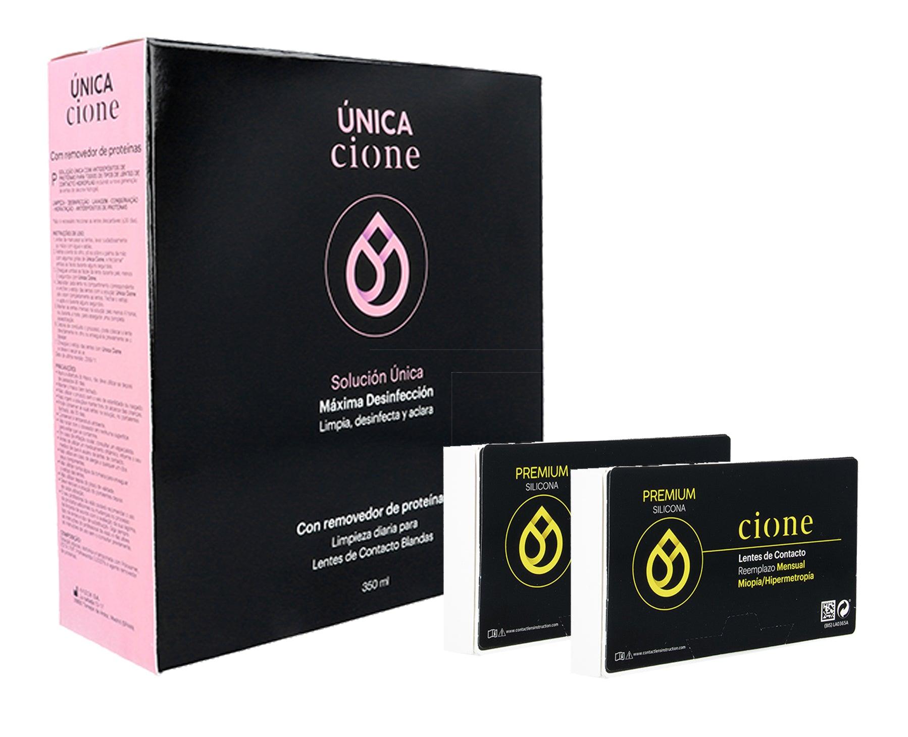 Pack hidrogel silicona (mensual) + solución única - oculosopticaonline